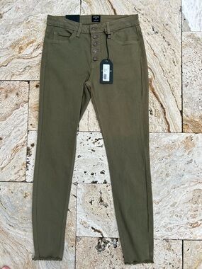 Just Black Olive Button-Fly Skinny Jeans NWT